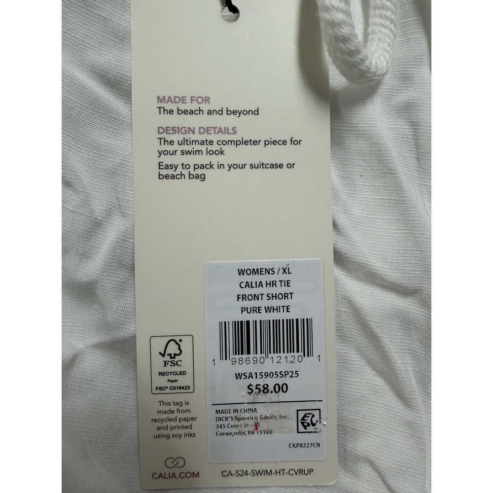 CALIA by Carrie Underwood Womens XL Pure White Swim Tie Front‎ Short Coverup NWT - Picture 3 of 5